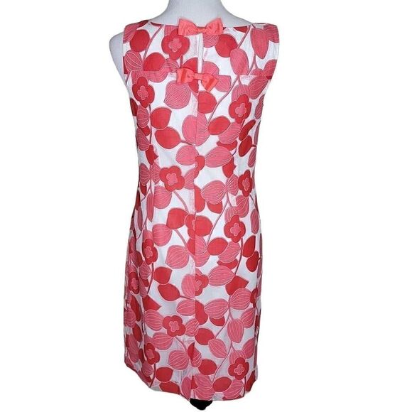 Talbots Floral Lace Sleeveless Sheath Dress Red White Size 4 - Picture 3 of 14